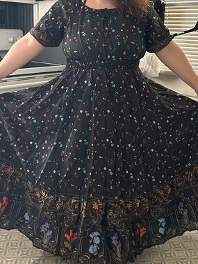 Romanian Rhapsody 100% linen maxi dress SCD/ cottagecore boho natural fiber